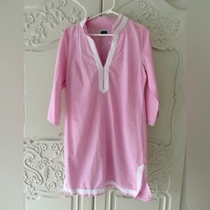 NWOT Mudpie Pink Striped Tunic with White Trim